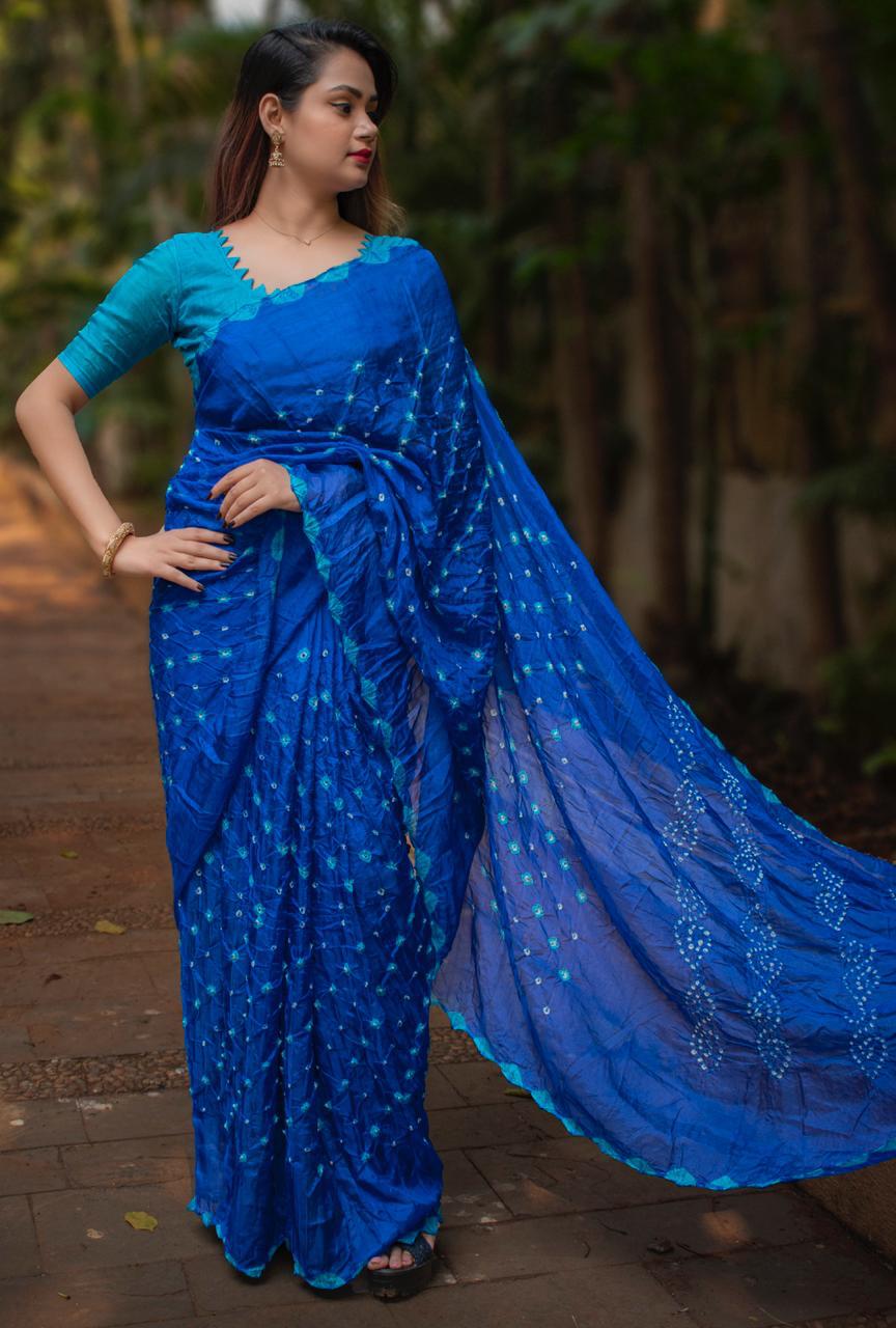 Gaji Bandhej Latest Designer Fancy Festive Wear Silk With Bandhej Border Saree Collection
