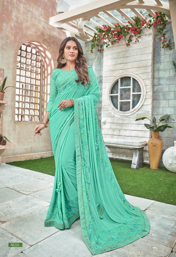 Shangrila Alisha Latest Fancy Designer Printed Ethnic Wear Swarovski Fancy Work Designer Saree Collection
