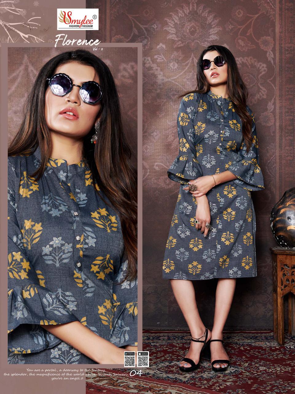 Smylee Florence 3 Latest Fancy Designer Regular Wear Rayon Printed Designer Kurtis Collection
