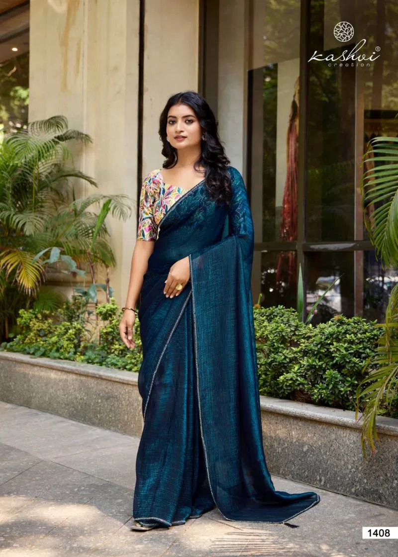 Neel Vol 14 By Kashvi Mono Satin With Swarovski Work Saree Wholesale Market In Surat