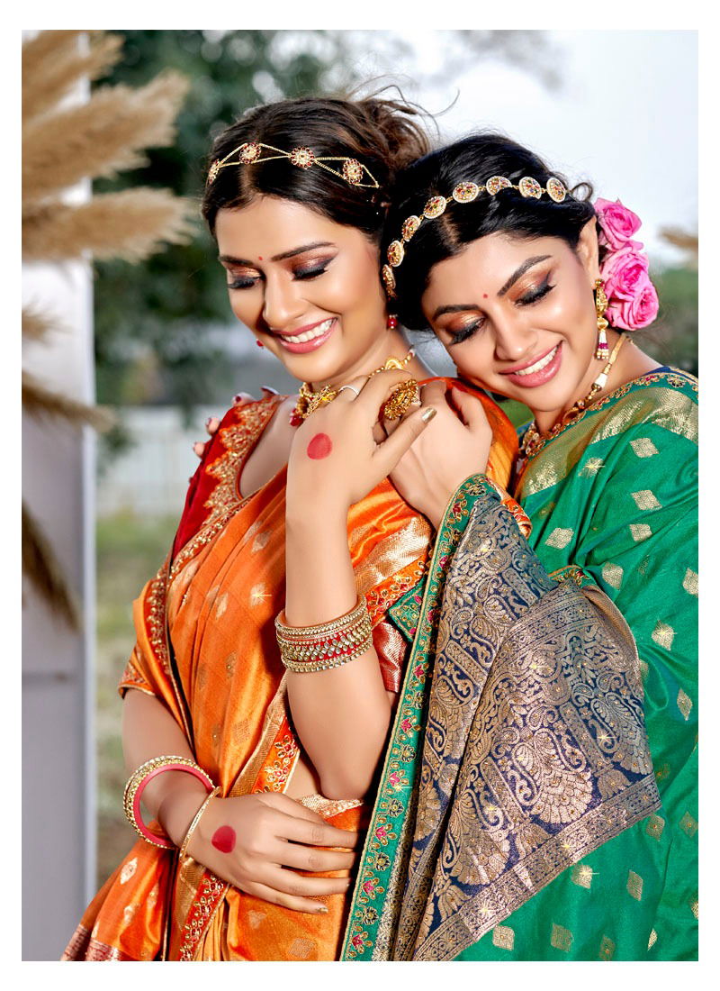 LIFESTYLE SHUBH MILAN Fancy Latest Designer Festive Wear Silk Embroidery Lace With Diamond Work Saree Collection