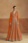 Nagma Gold By Gulkayra Chinon Embroidery Gown With Dupatta Suppliers In India