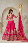 Rani Colour Silk With Leaf Embroidery Work Lahenga With Blouse Dupatta Best Wholesale In Surat KF 2144
