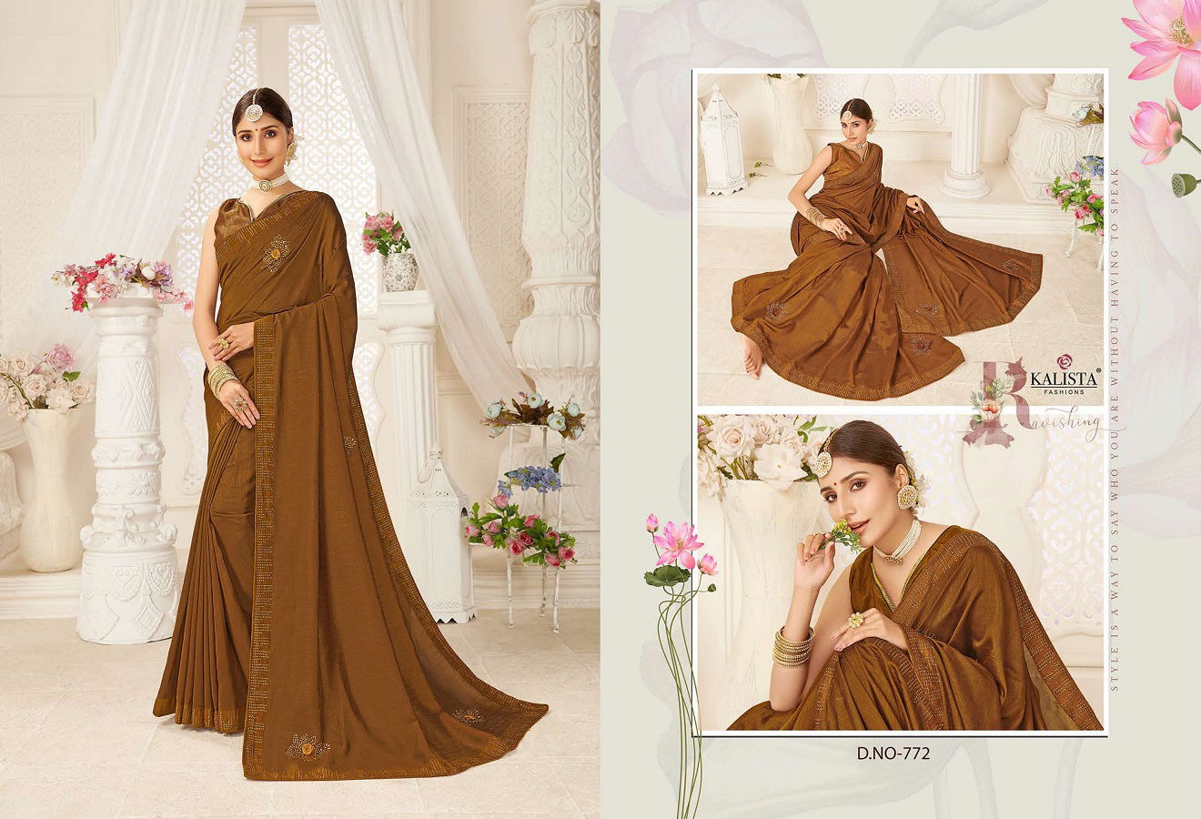 Kalista Anokhi Latest Designer Party Wear Embroidery Worked Fancy Sarees Collection