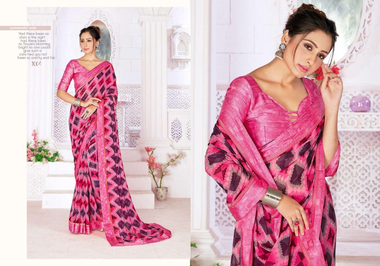 SHUBH SHREE KALERI Latest Designer fancy Regular Wear Wetless Japan Sarton Border And Blouse Saree Collection