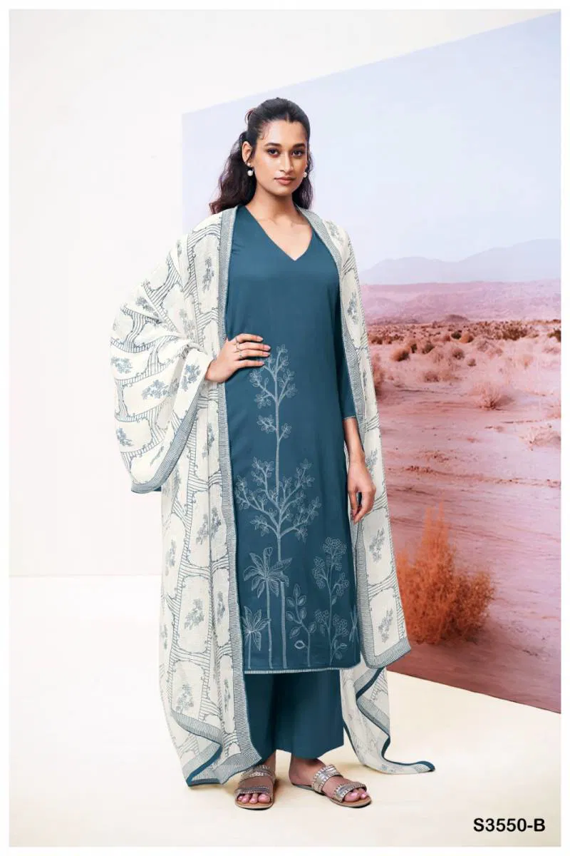 Isheeta By Ganga Cotton Silk Embroidered Salwar Suit Wholesale Clothing Distributors In India