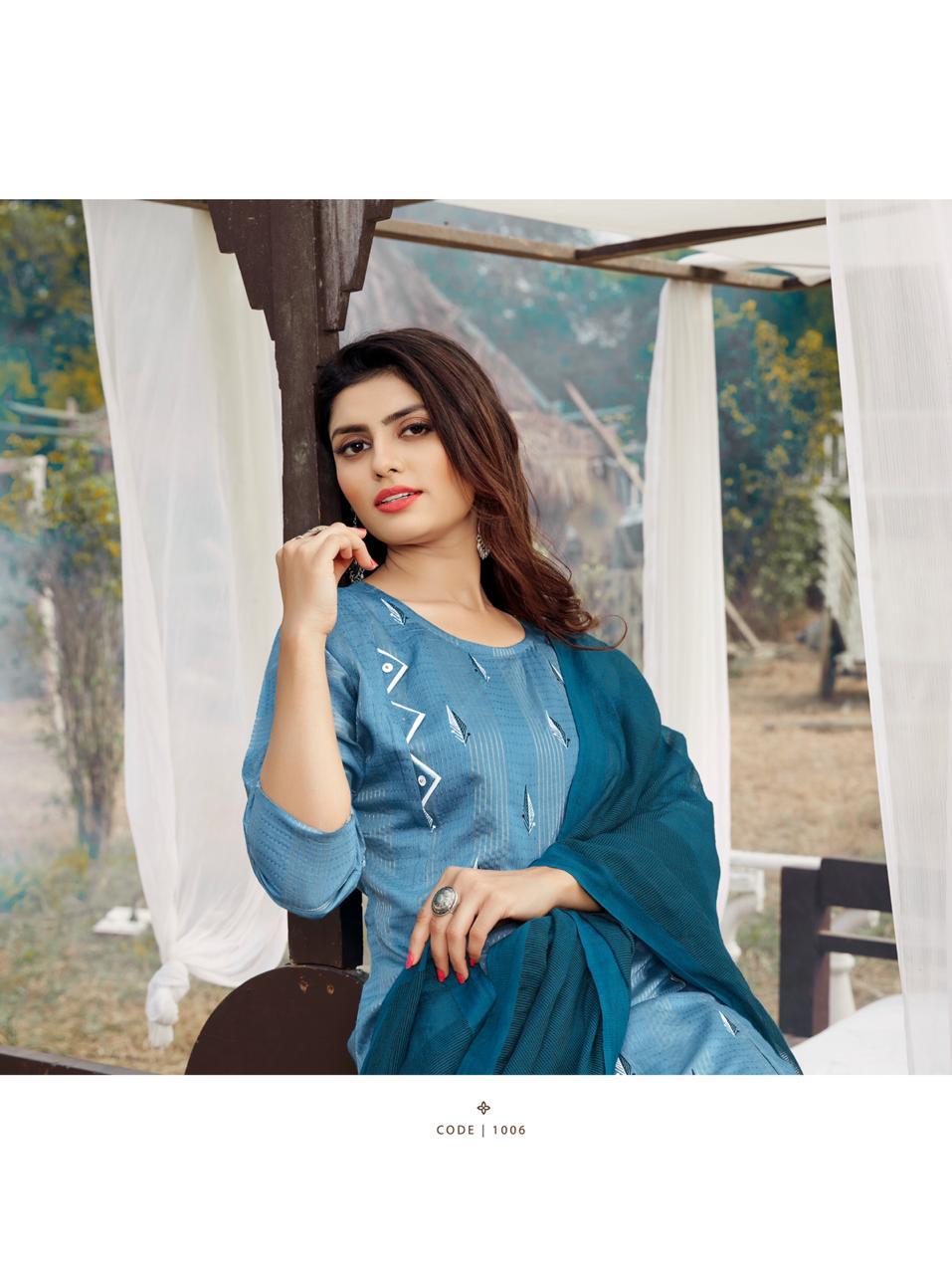 RT VASANT Latest Ethnic Wear Embroidery And Block Print Jari Lining With Full Inner Kurti With Bottom Collection