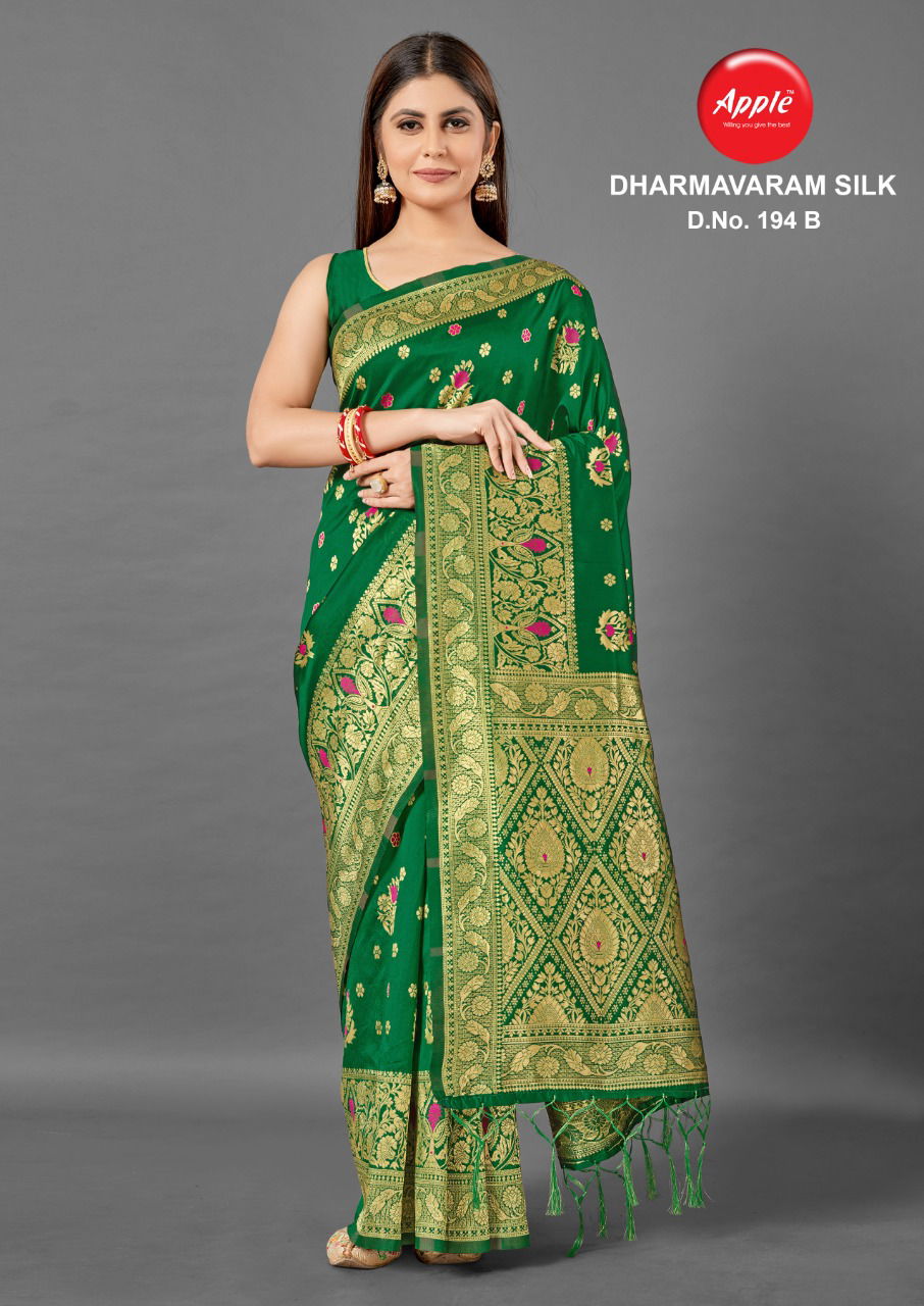 Apple Dharmavaram 194 Silk Festive Wear Woven Silk Designer Latest Saree Collection
