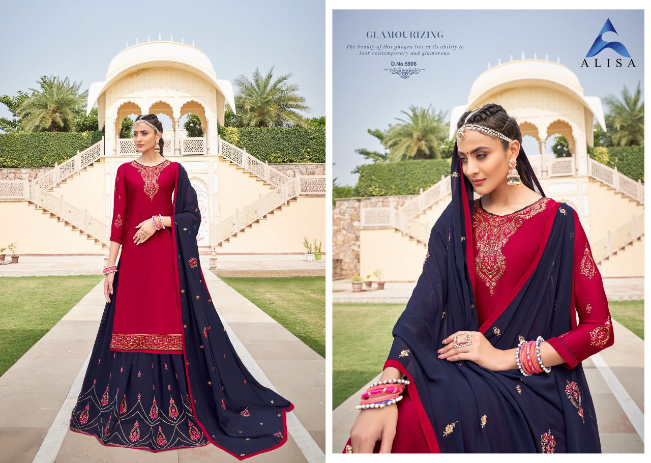 Alisa Kiara 6 Festive Wear Latest Designer Kurta With Georgette Bottom Salwar Suits Collection
