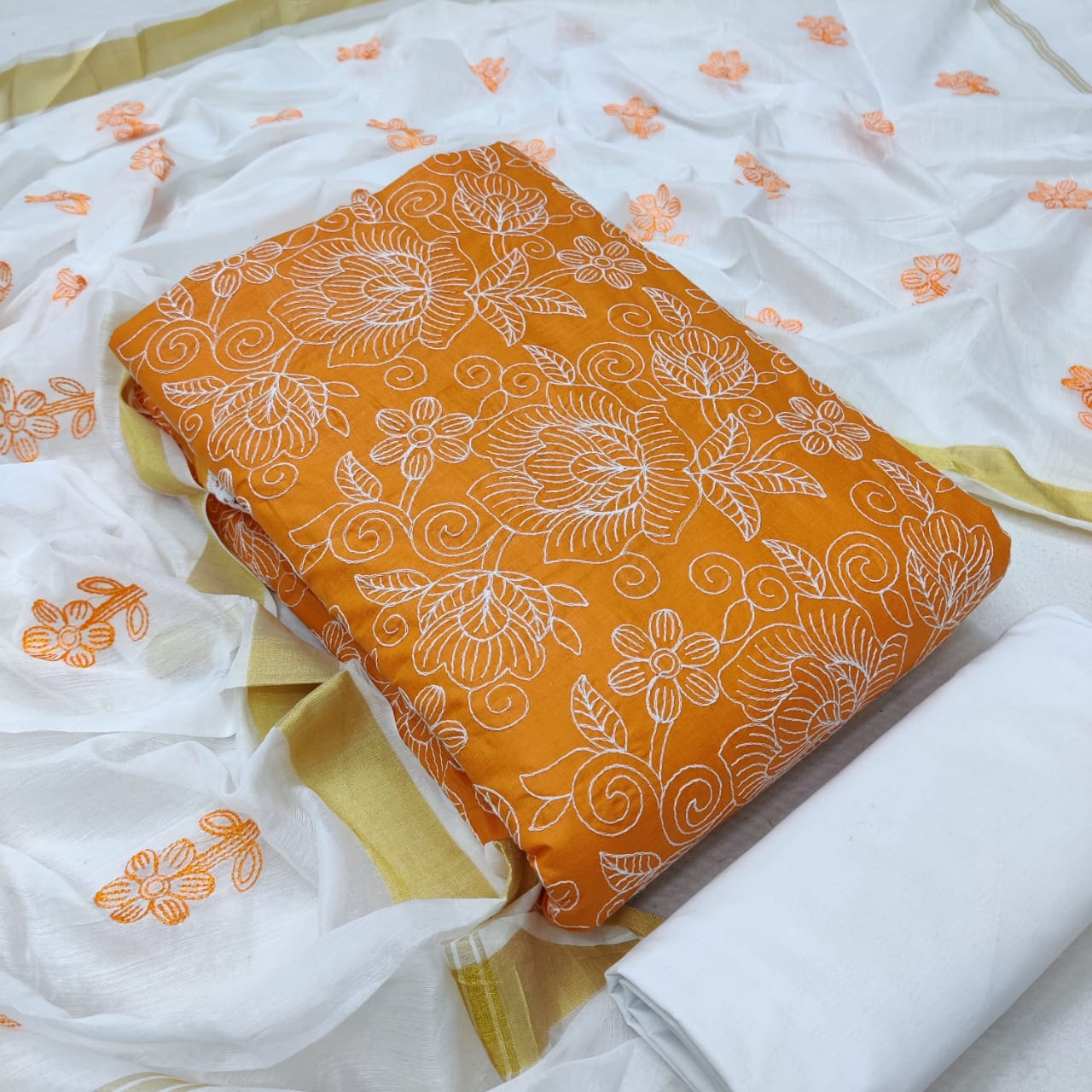 Jall Dupatta Work Pc To Pc Casual Wear cotton Dress With modal work Dupatta Material Collection