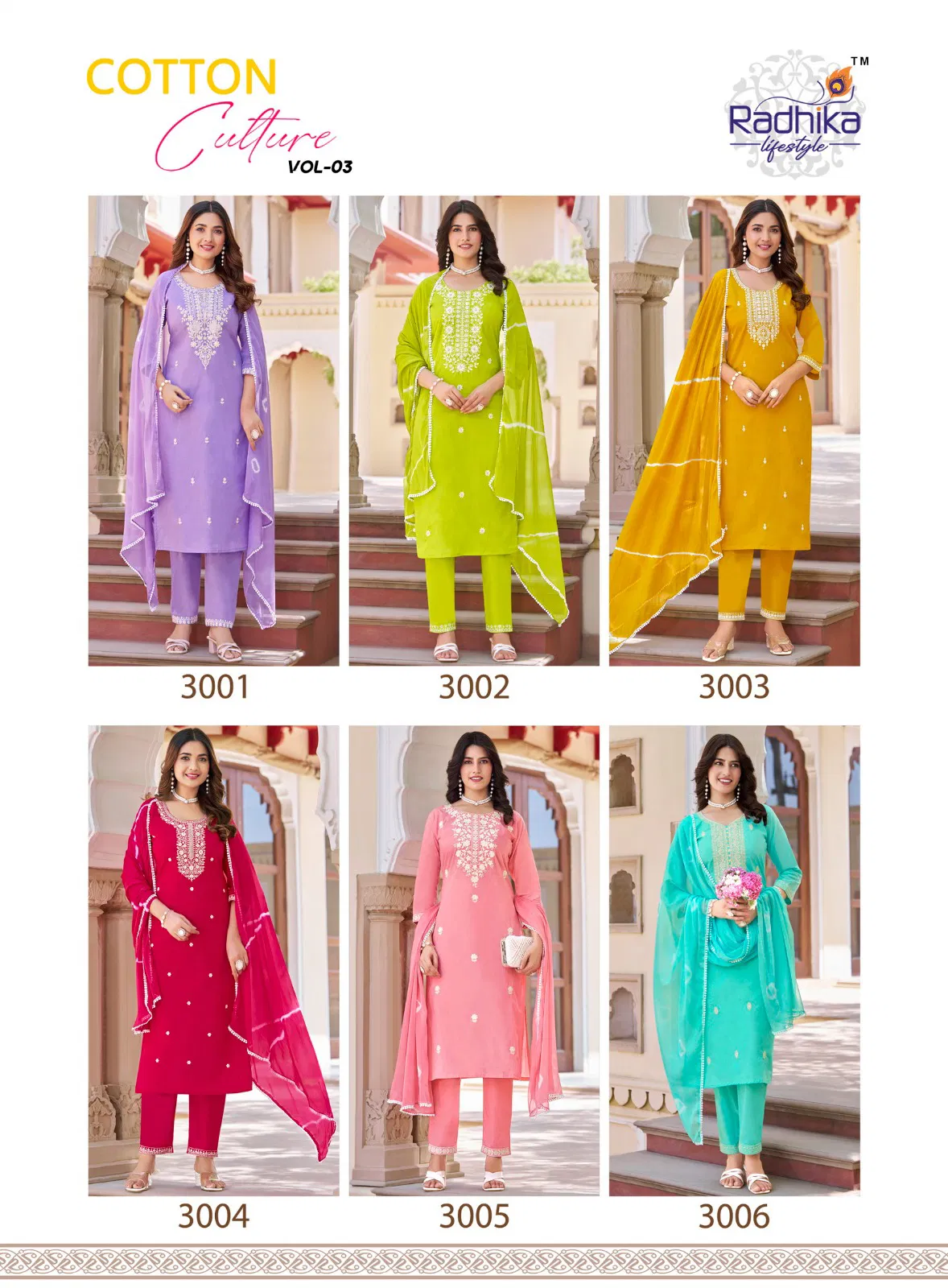 Cotton Culture Vol 3 By Radhika Cotton Embroidery Kurti With Bottom Dupatta 