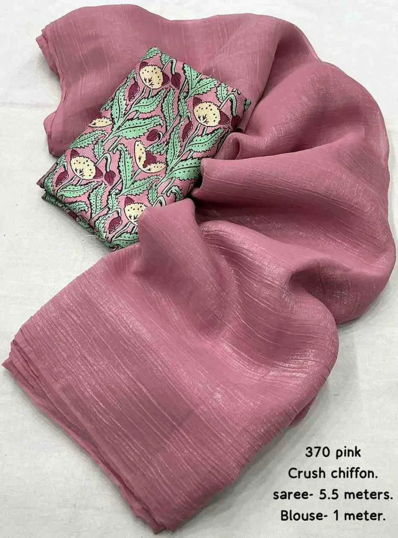 Kc 615 Crush Chiffon Solid Plain Saree Wholesale Market In Surat With Price
