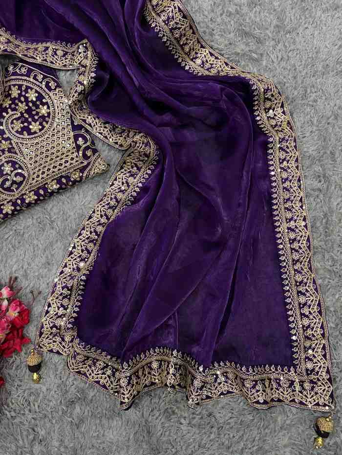 Kc 840 Designer Embroidered Jimmy Choo Saree Wholesale In India