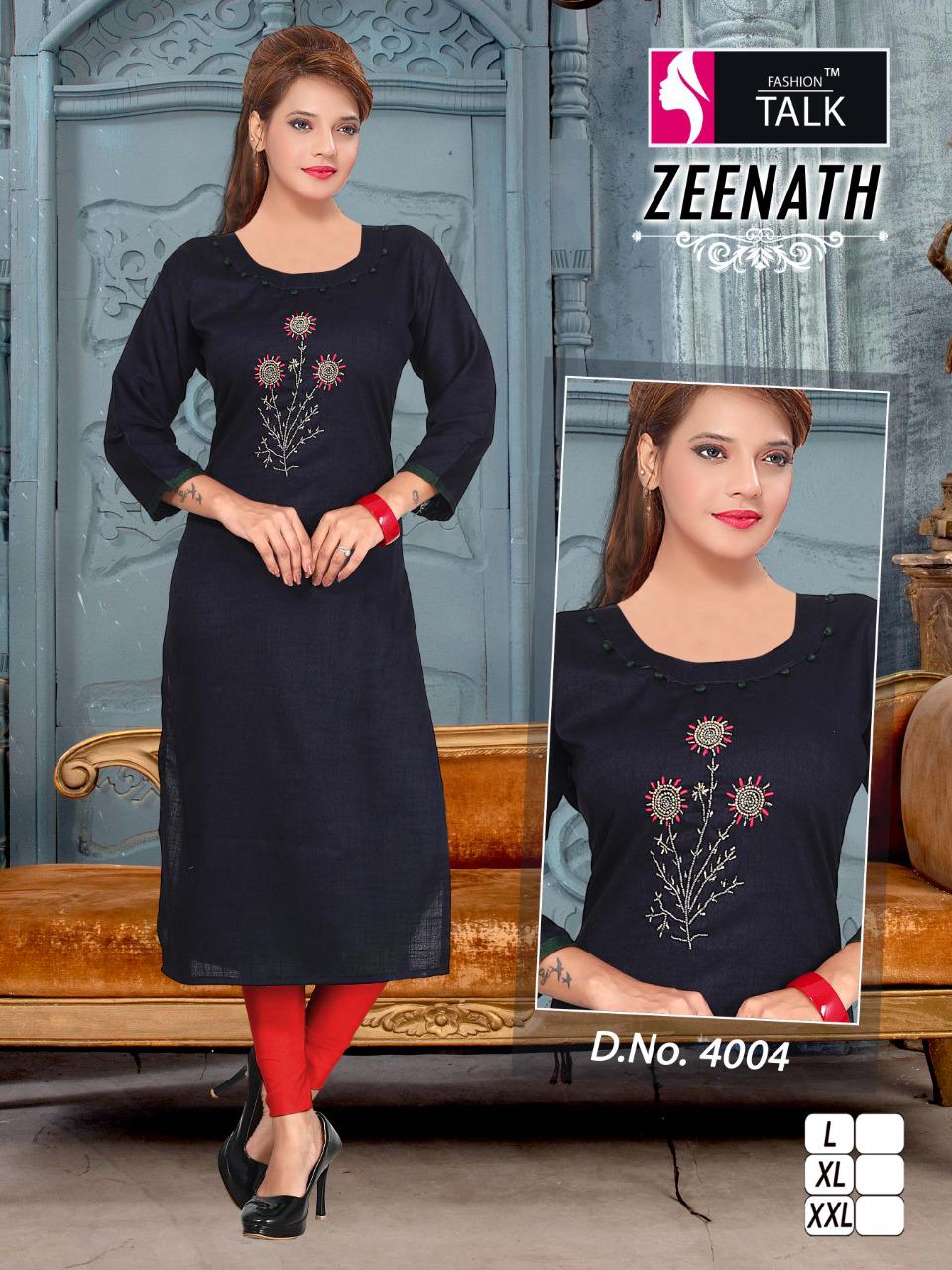 Ft Zeenath Fancy Regular Wear Rayon Handwork Designer Kurtis Collection
