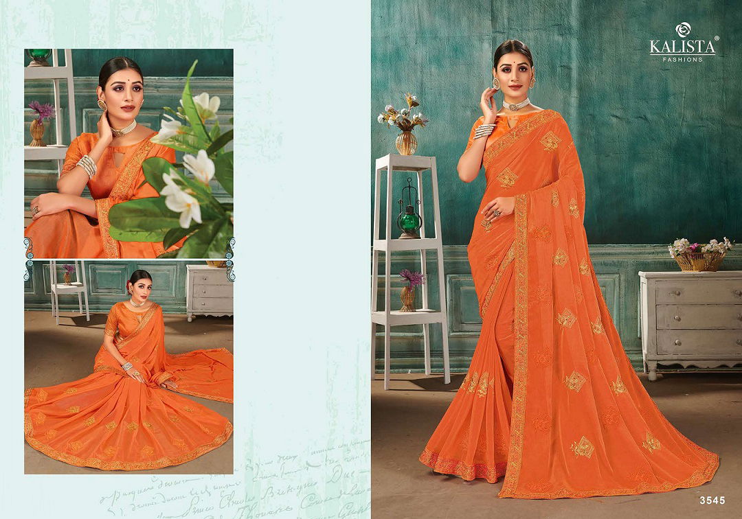 Kalista Nikita Latest Fancy Party Wear Designer Chiffon Embroidery Saree Collection
