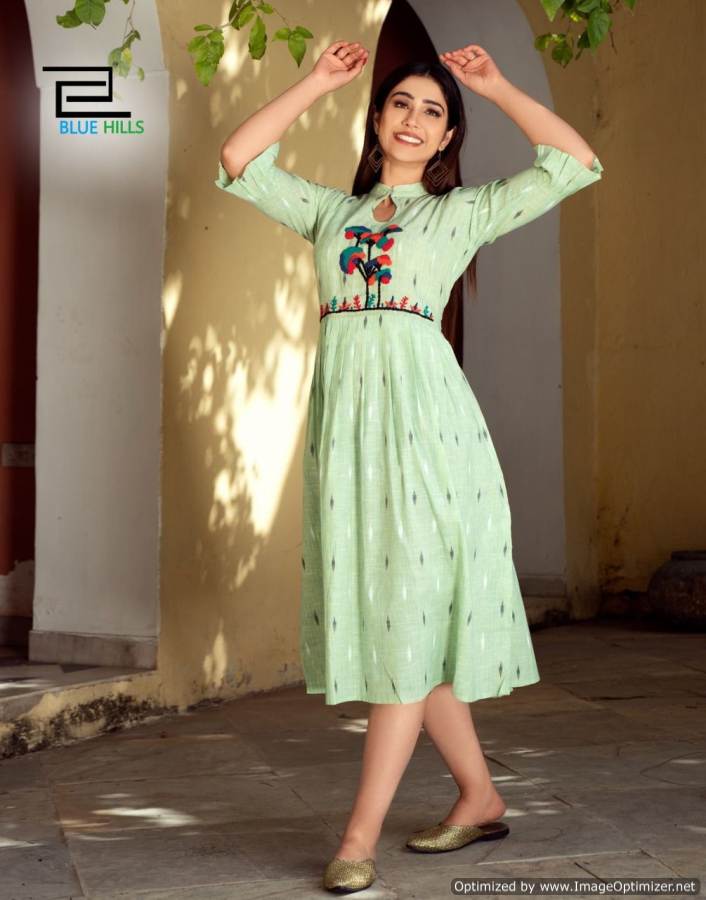 Blue Hills Sugar 1 Ethnic Wear Rayon Designer Long Printed Kurti Collection
