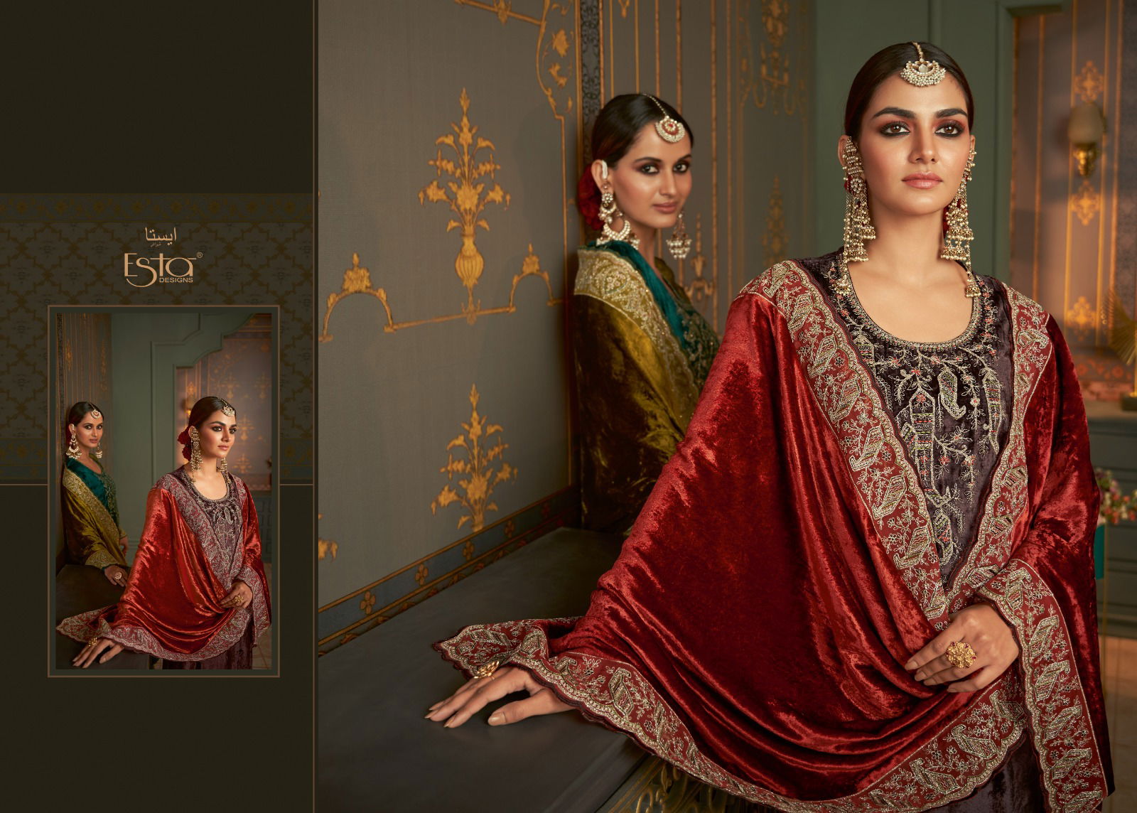 Rubaiyat By Esta Silk Velvet Dress Material Catalog
