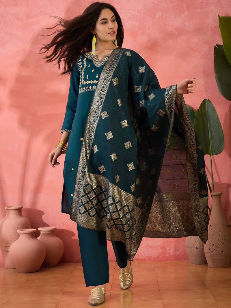 Color Set 8507 Beautiful Roman Silk Kurti Bottom With Dupatta Online Wholesale