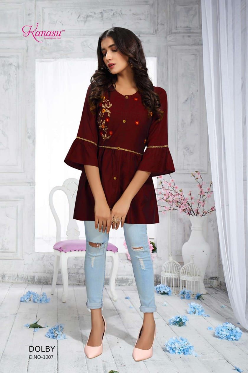 Kanasu Dolby Casual Daily Wear Rayon Designer Western Top Collection