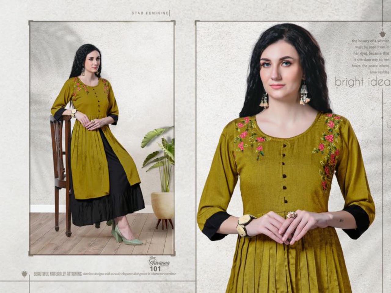Beauty Queen New Jrivanna Latest Fancy Wear Rayon Anarkali Long Kurti Collection
