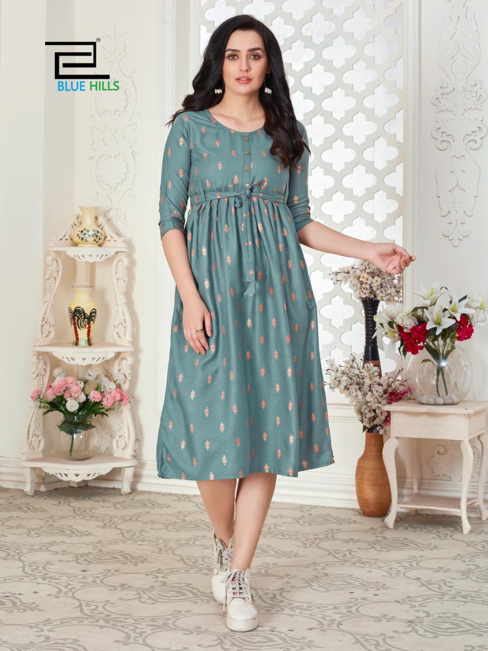VEE FAB HI-FI Latest fancy Regular Wear Anarkali Rayon Gold Printed Kurtis collection