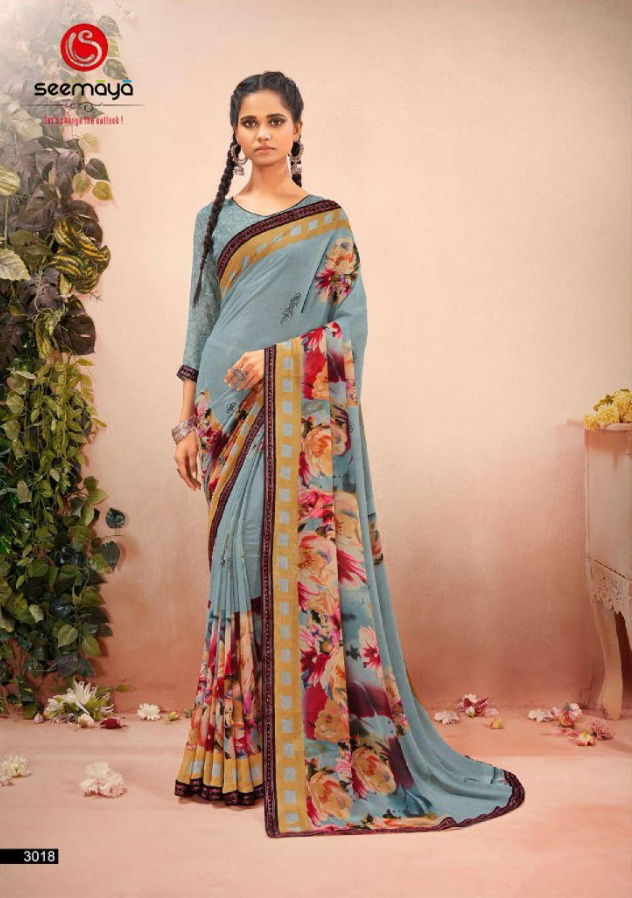 SEEMAYA MOHINI Latest Fancy Designer Casual Wear Pure Weightless Fancy Print With Fsncy New Serositis  Border Saree Collection