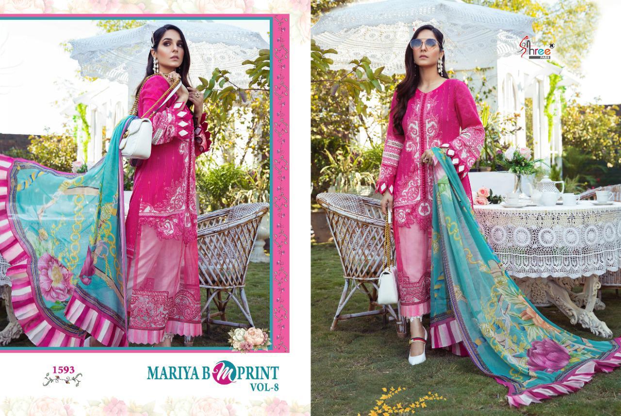 Shree Mariya B Mprint 8 Latest Fancy Designer Festive Wear 	Cambric Cotton Pakistani Salwar Suits Collection
