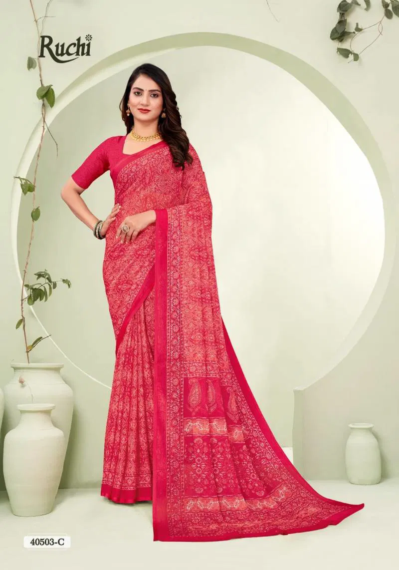 Star Chiffon 188 By Ruchi Printed Chiffon Saree Wholesale Market