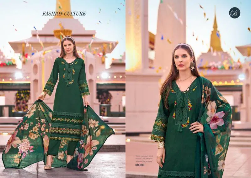 Majestic By Belliza Roman Silk Embroidered Dress Material Wholesale Clothing Distributors In India