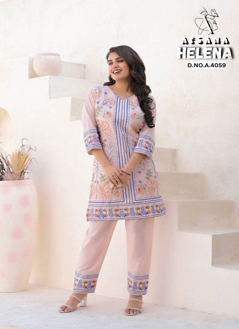 Helena By Afsana Cotton With Embroidered Co Ord Set Wholesale Clothing Suppliers In India