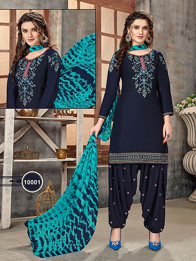Patiyala 10 Latest Designer Festive Wear Cotton With Embroidery Work Top With Bottom And fancy Print Dupatta Dress Material Collection