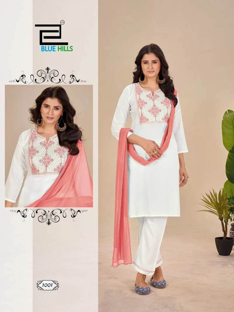 Juliet By Blue Hills Rayon Embroidered Kurti With Bottom Dupatta Exporters In India