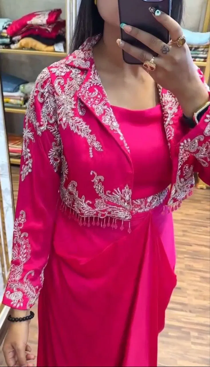 Bt 7091 Chinon Embroidered Party Wear Indo Western Bulk Orders In India