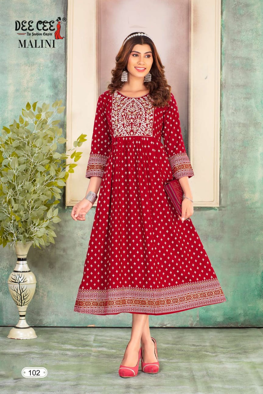 Malini By Dee Cee Printed Anarkali Kurtis wholesale market in Surat with Price