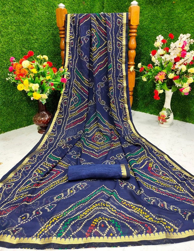 Mahek 22 Latest daily Wear Casual Wear Chiffon Bandhani Printed Saree Collection
