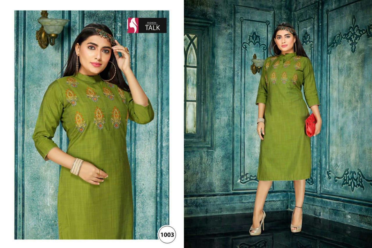 Ft Rolex Latest Fancy Designer Embroidery Work Silk Designer Kurtis Collection
