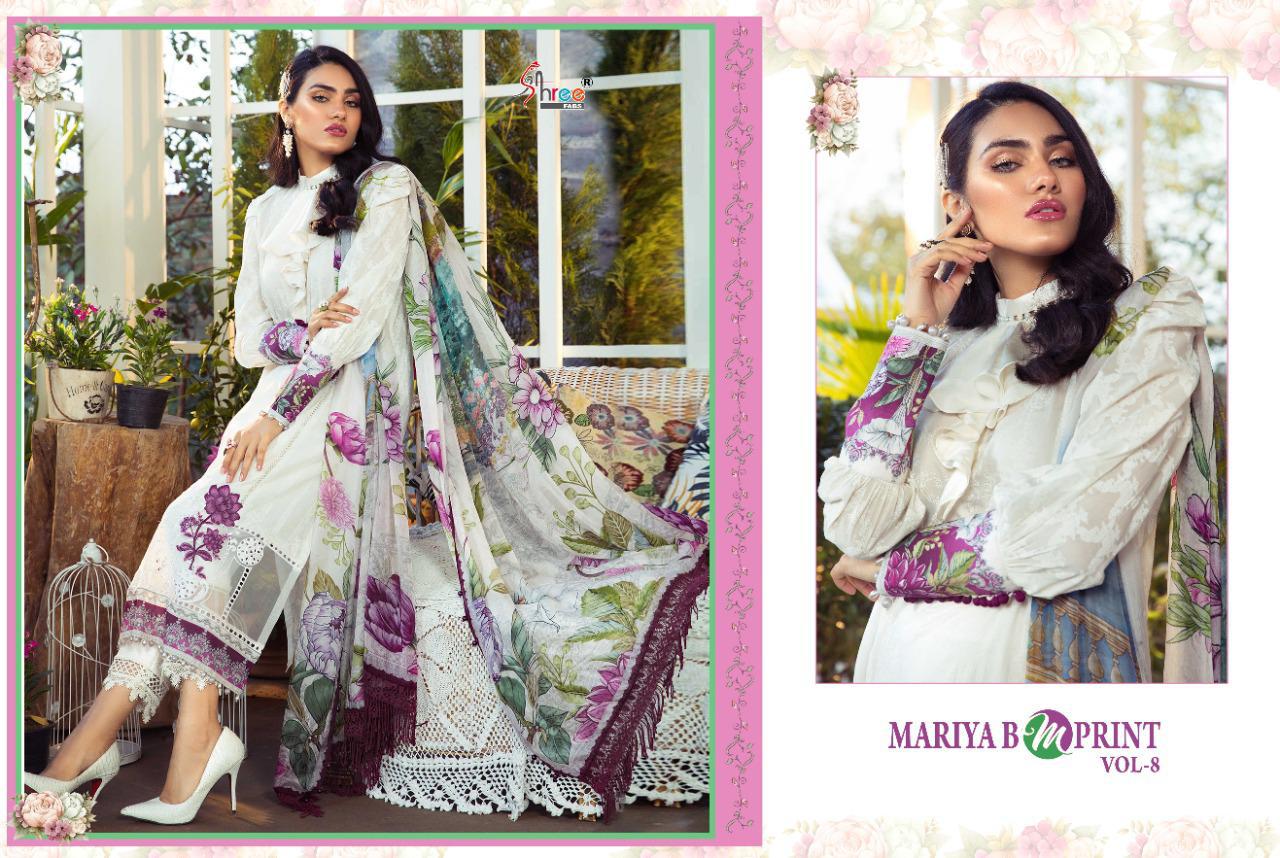 Shree Mariya B Mprint 8 Latest Fancy Designer Festive Wear 	Cambric Cotton Pakistani Salwar Suits Collection
