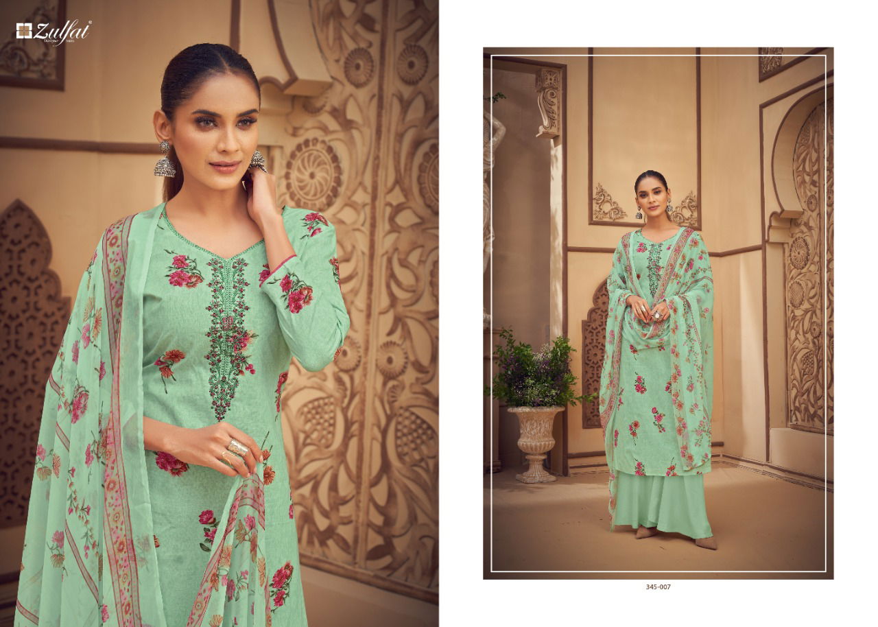 Zulfat Siyahi 3 Latest Fancy Designer Festive Wear Pure Cotton Digital Style Print with Fancy Embroider work Designer Dress Material Collection
