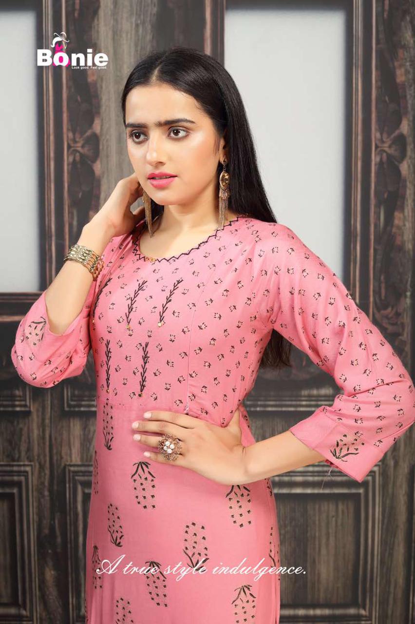 Bonie Sneh Latest Ethnic Wear Rayon Printed Kurti Collection
