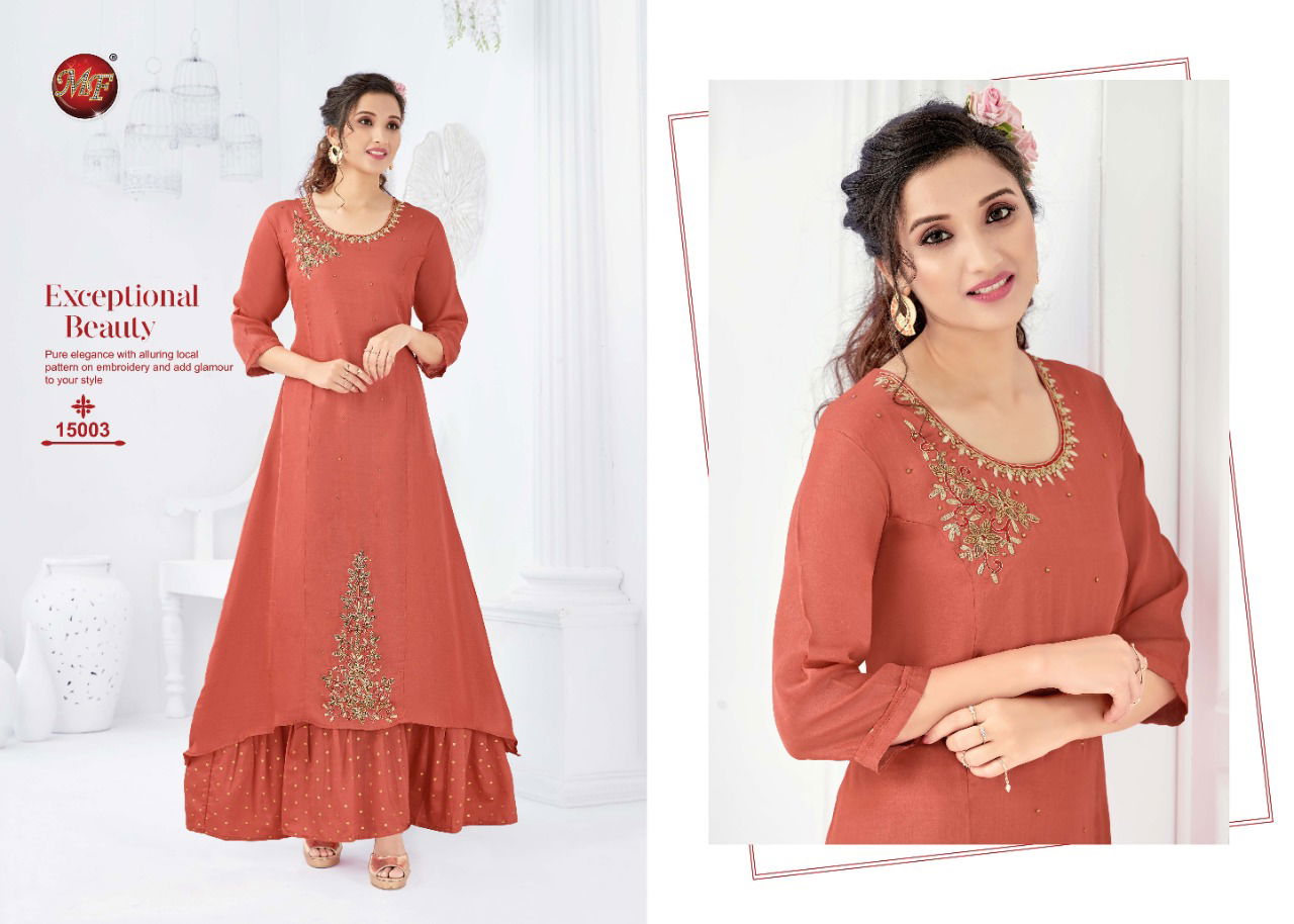 MF Festival Latest Designer Collection Of Fancy Kurti With Long Inner and Beautiful Hand Work 