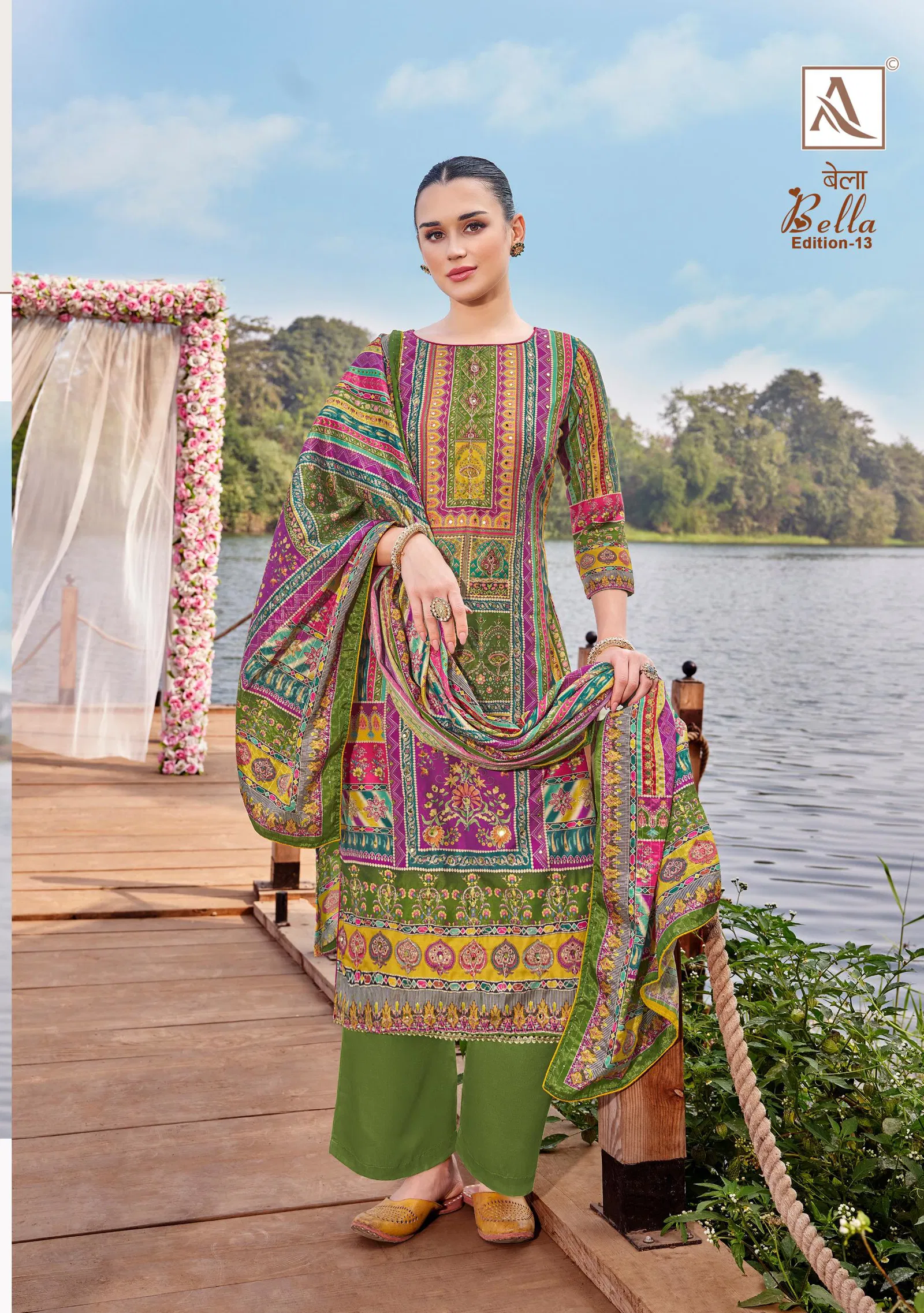 Bella 13 By Alok Suit Maslin Printed Dress Material Designer Wholesalers In Delhi