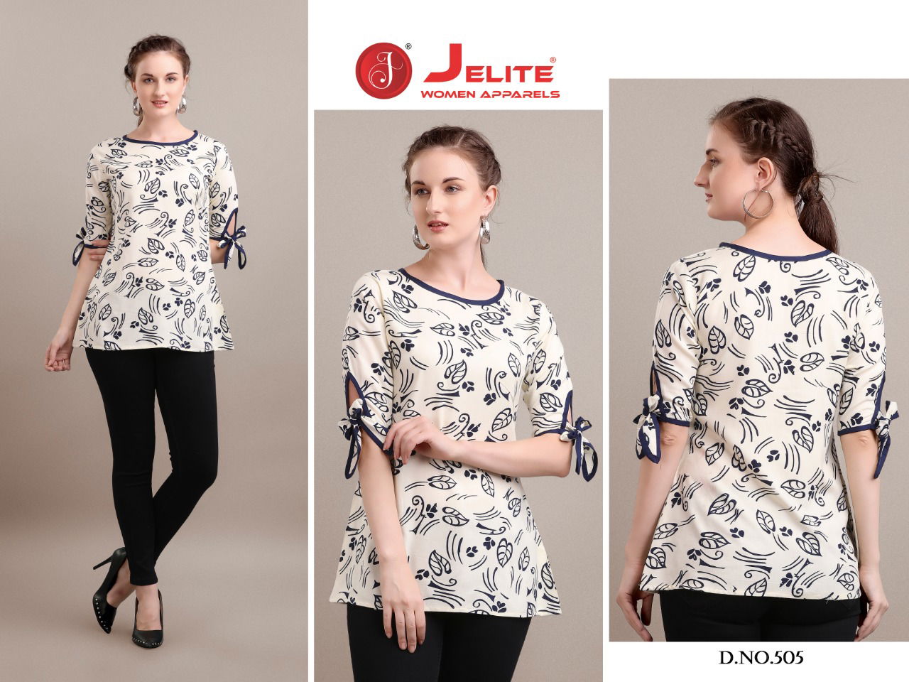 Jelite Camellia Stylish Western Regular Wear Heavy slub rayon And Cotton crepe Ladies Top Collection