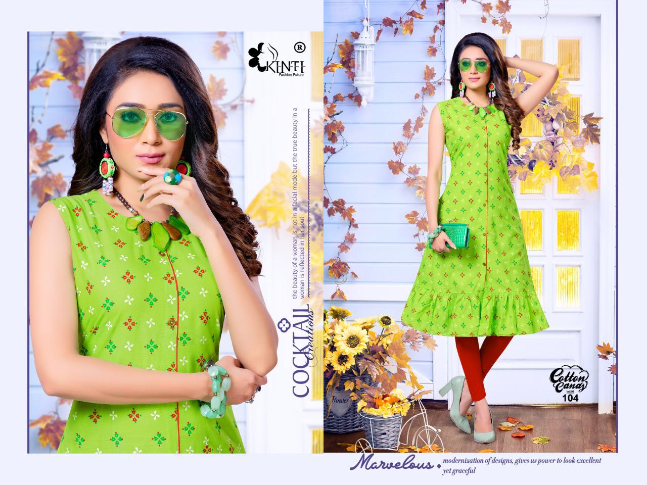 Kinti Cotton Candy 1 A Latest Fancy Designer Ethnic Wear Line Cambric Cotton Printed Kurti Collection

