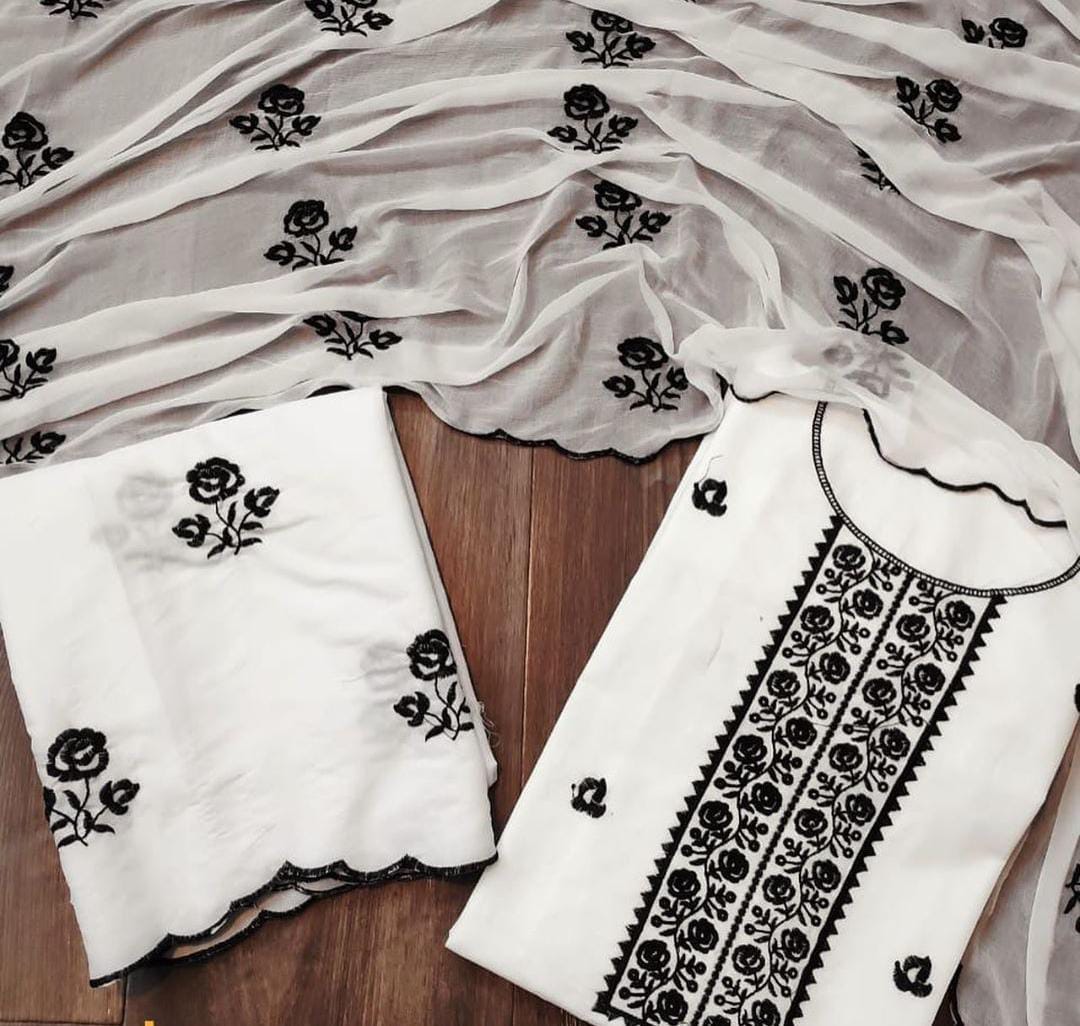 New Updated Collection Of Pure Cotton Dress Material With Nazneen Dupatta  