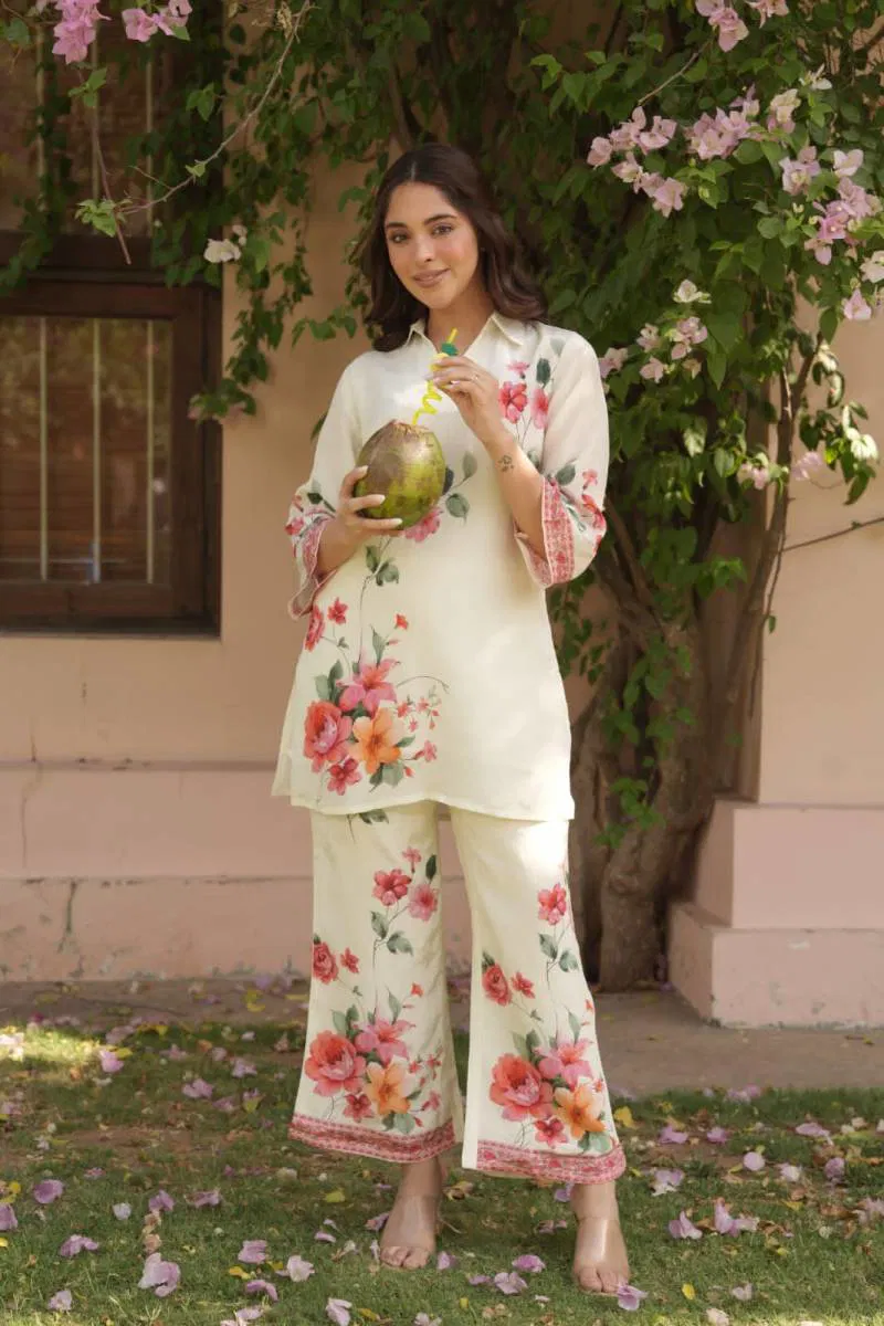 Tanyaa P 361 Natural Crepe Silk With Printed Co Ord Set Exporters In India