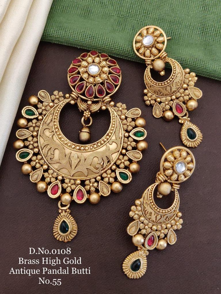 Brass High Gold Antique Pandal Butti Set Catalog