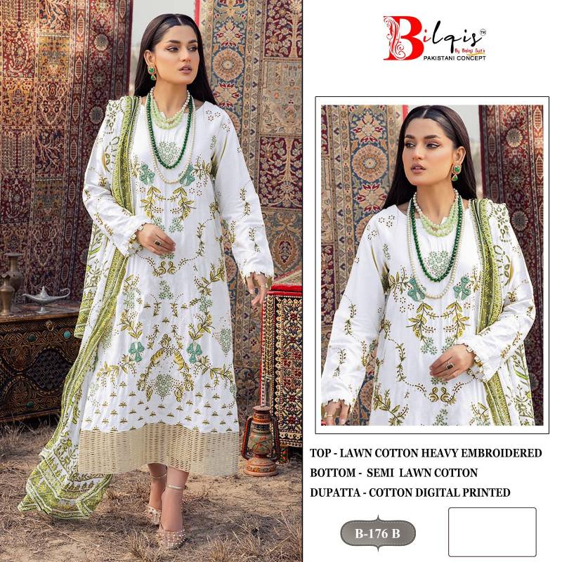 Bilqis B 176 Lawn Cotton Pakistani Salwar Kameez Exporters In India