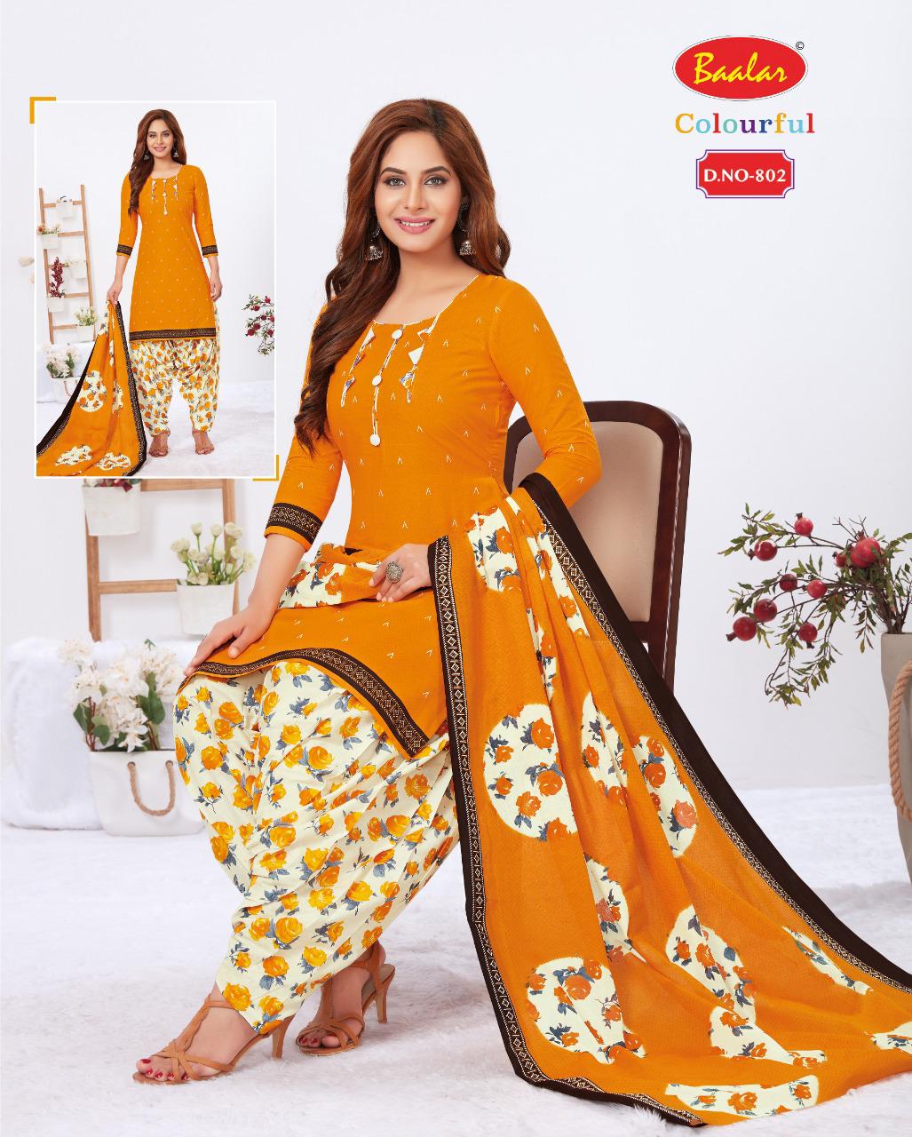 Baalar Colourful 8 Latest Fancy Regular Wear Cotton Printed Readymade Salwar Suit Collection
