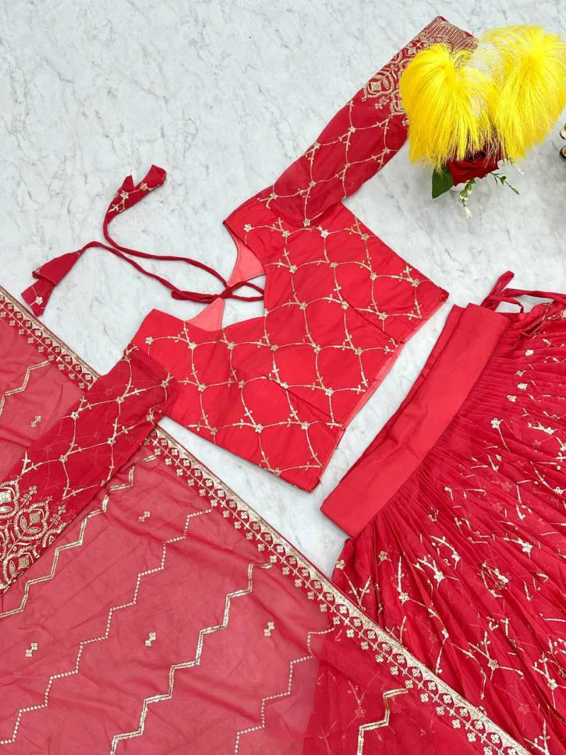 Sn 2335 Designer Embroidered Georgette Lehenga Choli Wholesale In India