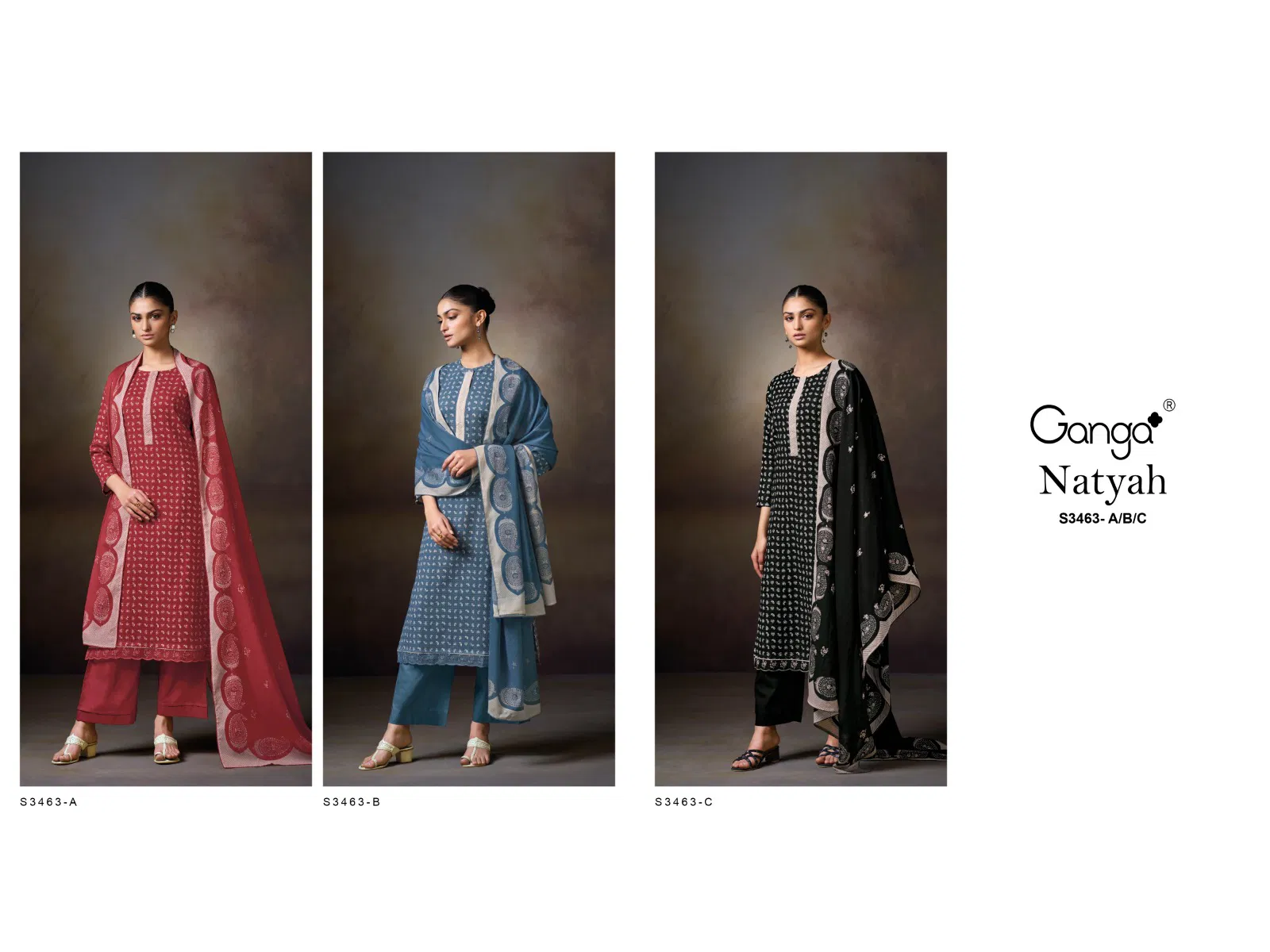 Natyah 3463 By Ganga Cotton Khadi Designer Salwar Suit Orders In India
